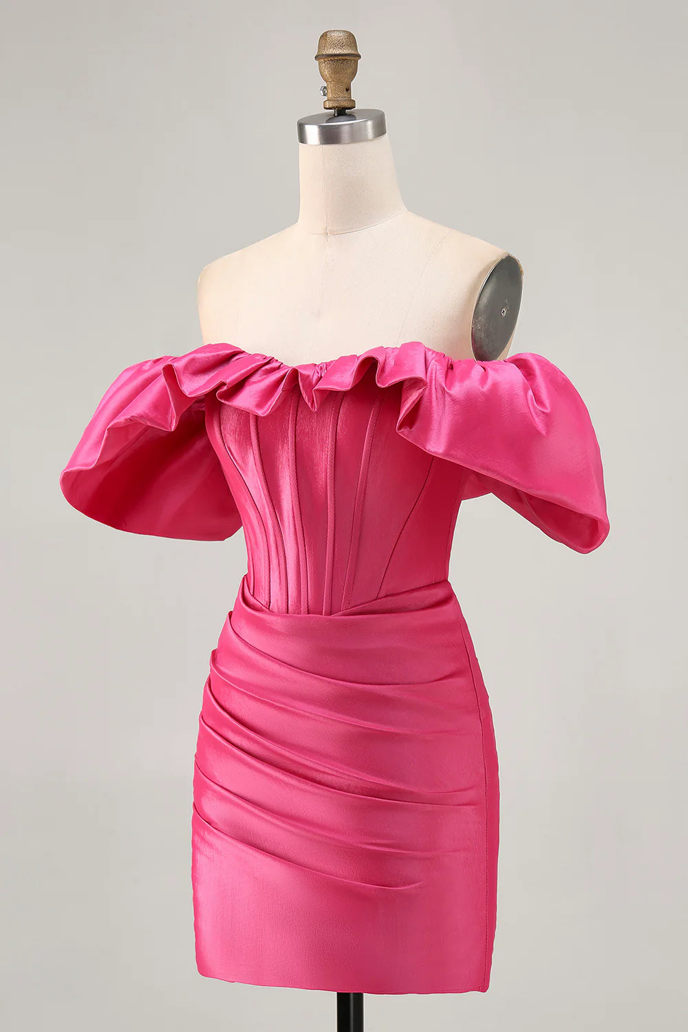 Fuchsia Off The Shoulder Bodycon Short Homecoming Dress