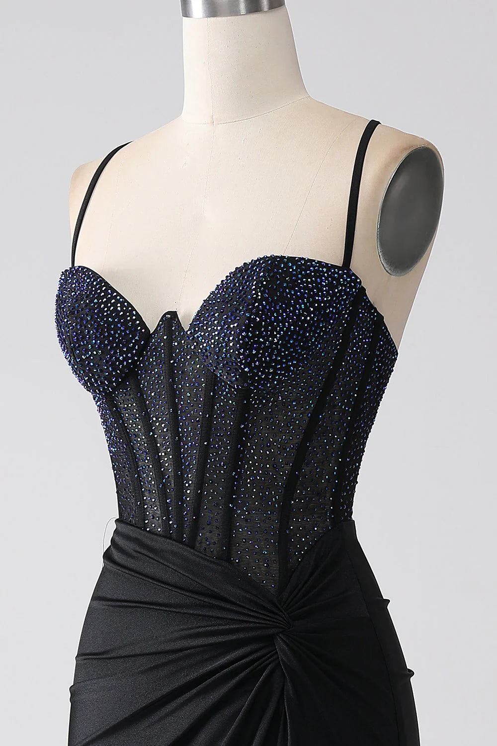 Black Mermaid Spaghetti Straps Long Corset Full Of Charm Prom Dress