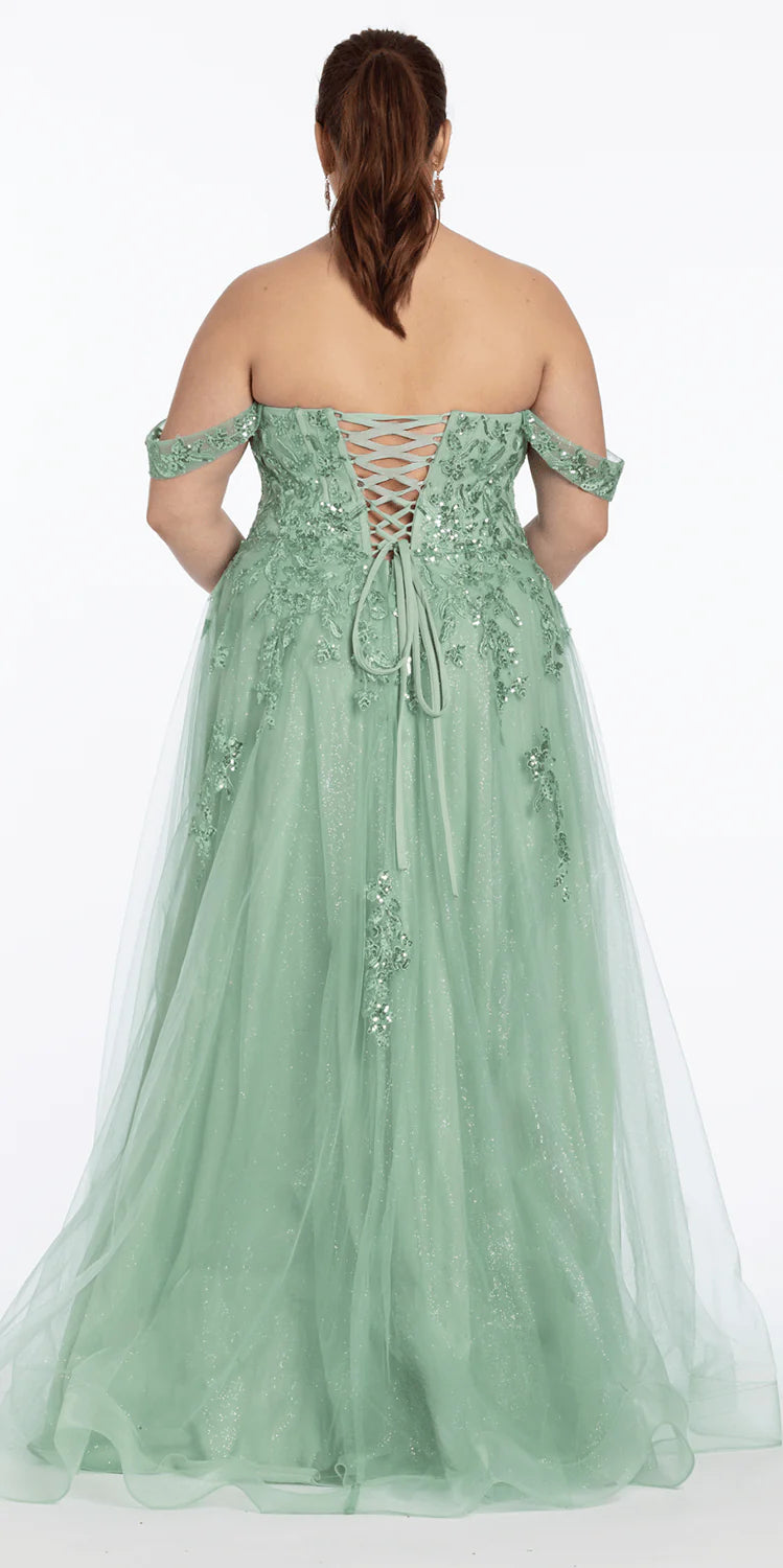 Glamorous Glitter Tulle Ball Gown Sweetheart Neck Spaghetti Strap Lace-Up Back Floor-Length Prom Dress with Beaded Bust for Formal Events