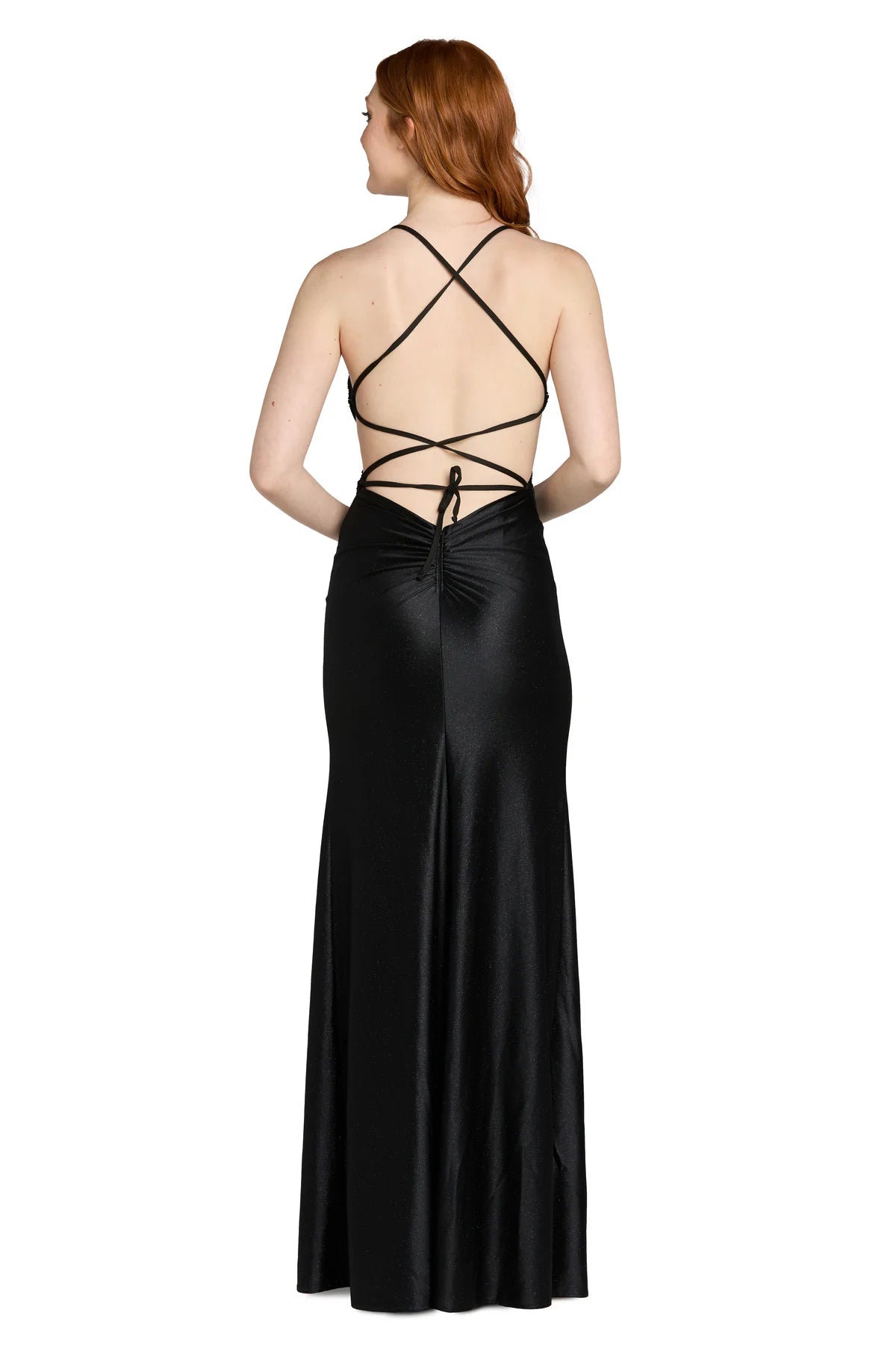 Glamorous Mermaid Plunging V Neck Sleeveless Crisscross Lace Up Floor Length Evening Dress