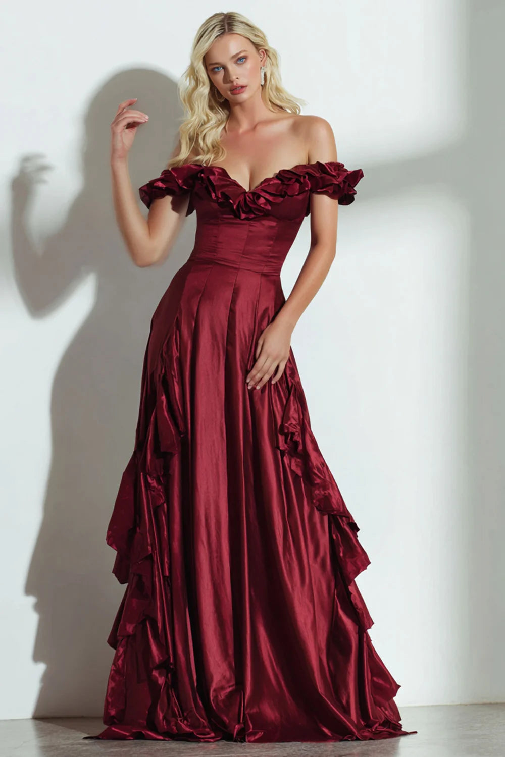 Glamorous Satin Mermaid Off-Shoulder Sleeveless Zipper Back Floor-Length Evening Dress