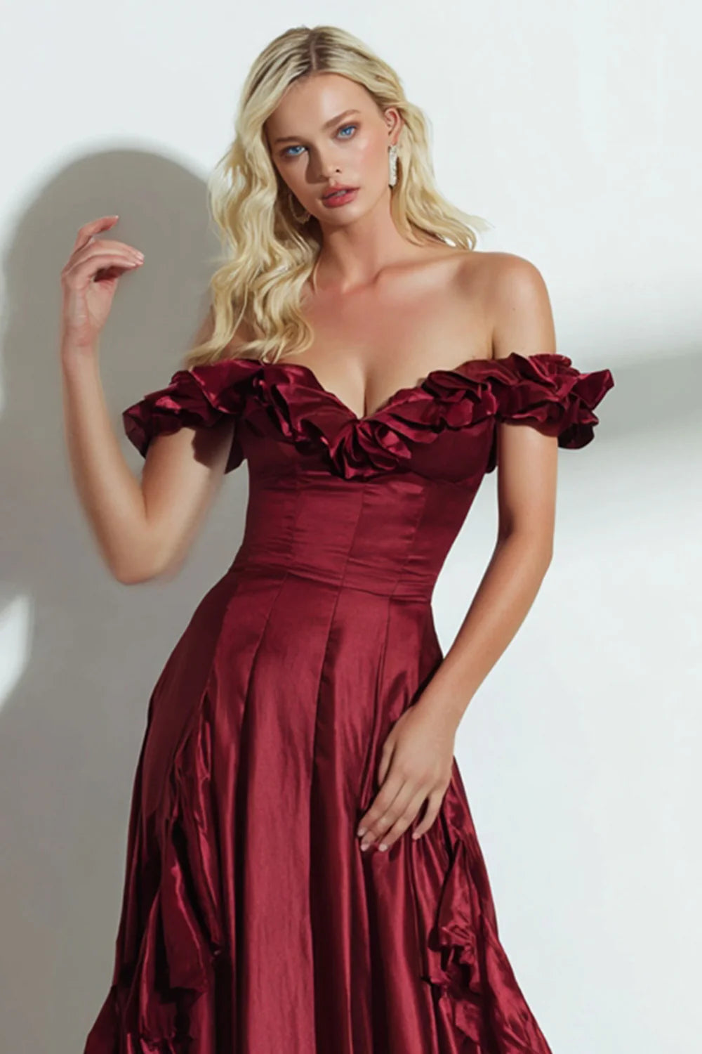 Glamorous Satin Mermaid Off-Shoulder Sleeveless Zipper Back Floor-Length Evening Dress