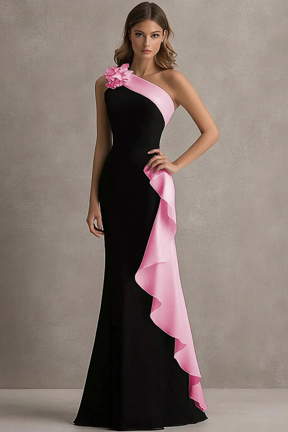 Glamorous Velvet Mermaid One-Shoulder Sleeveless Zipper Back Floor-Length Evening Dress