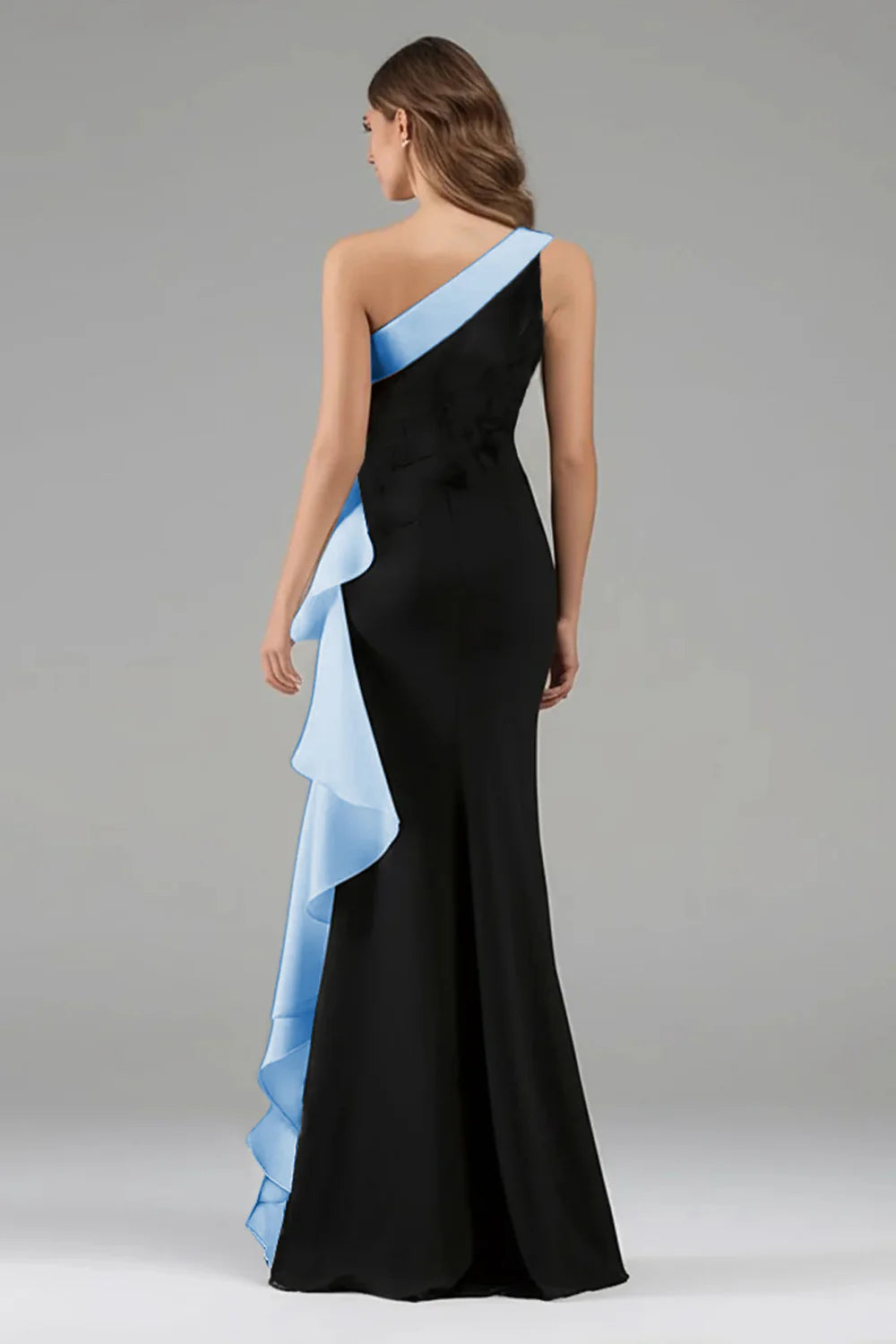 Glamorous Velvet Mermaid One-Shoulder Sleeveless Zipper Back Floor-Length Evening Dress