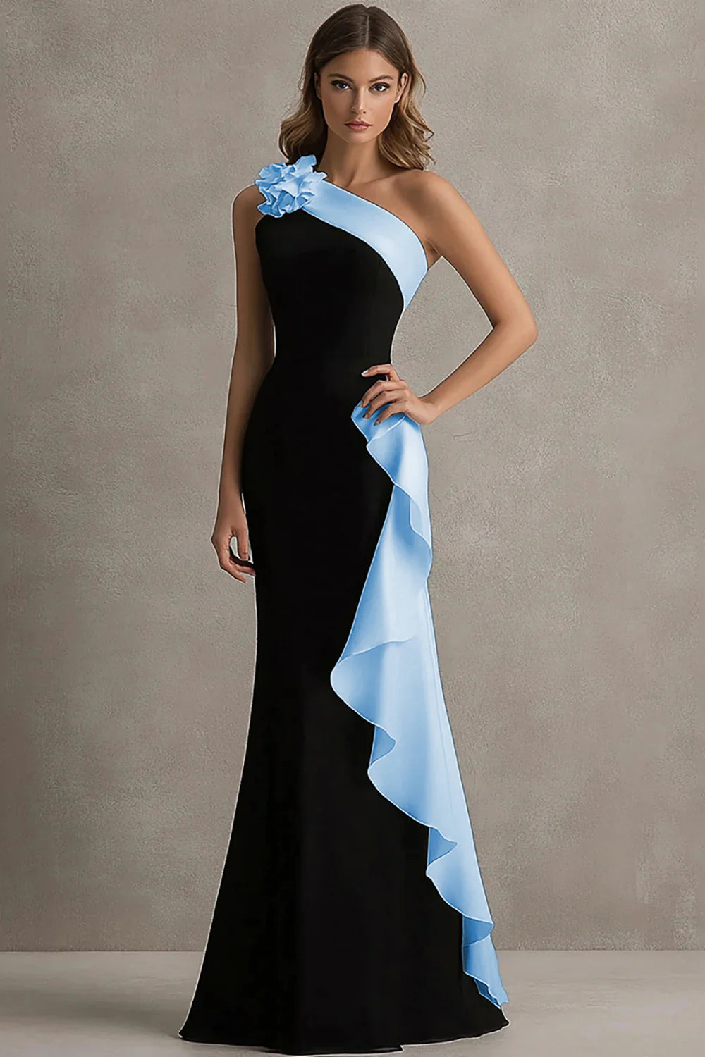 Glamorous Velvet Mermaid One-Shoulder Sleeveless Zipper Back Floor-Length Evening Dress