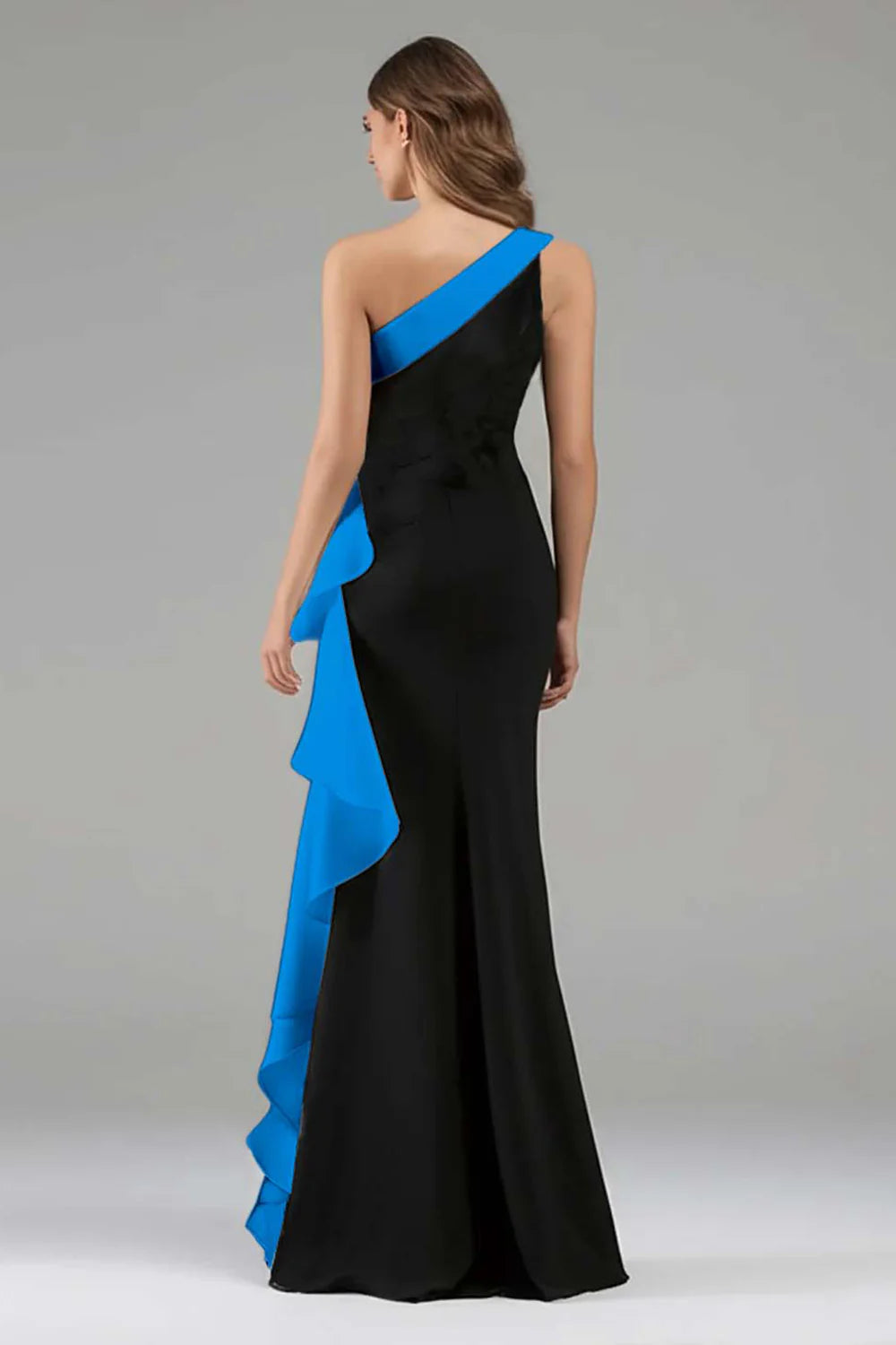Glamorous Velvet Mermaid One-Shoulder Sleeveless Zipper Back Floor-Length Evening Dress