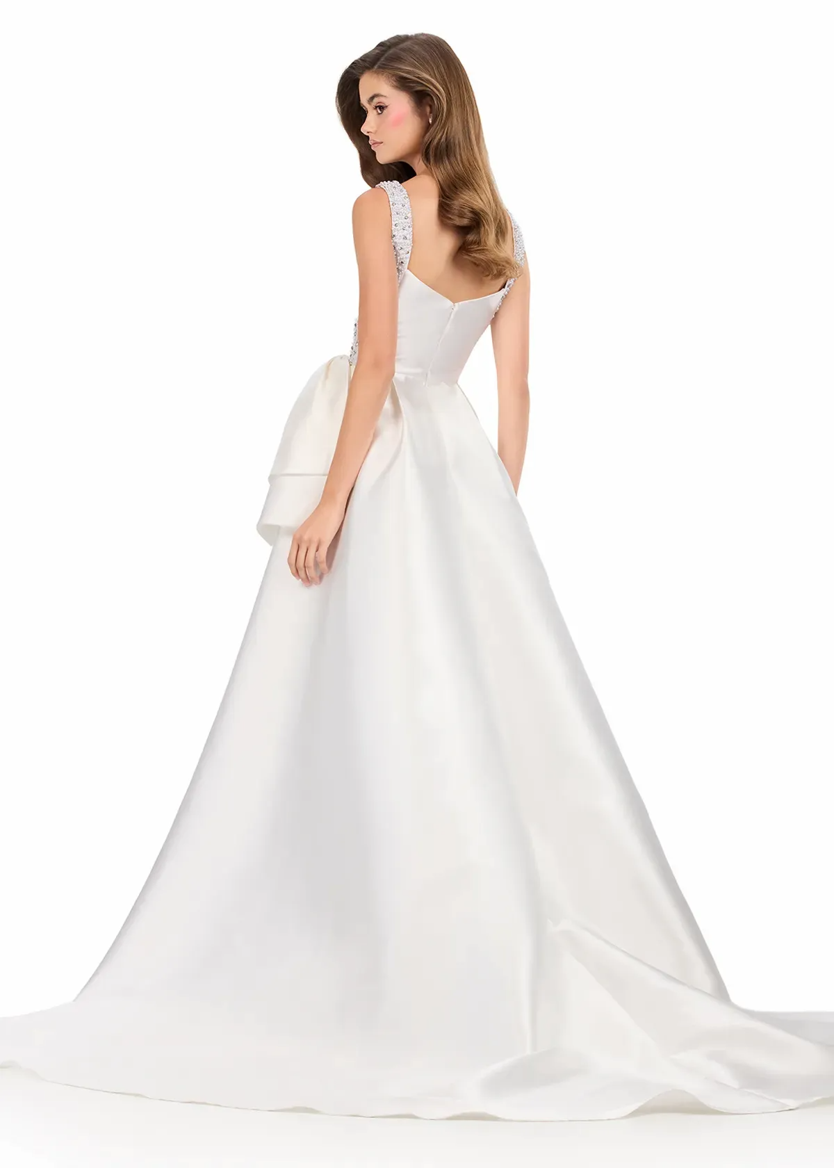 Glamorous Ball Gown Square Neck Beaded-Strapped Closed-Back Floor-Length Evening Dress