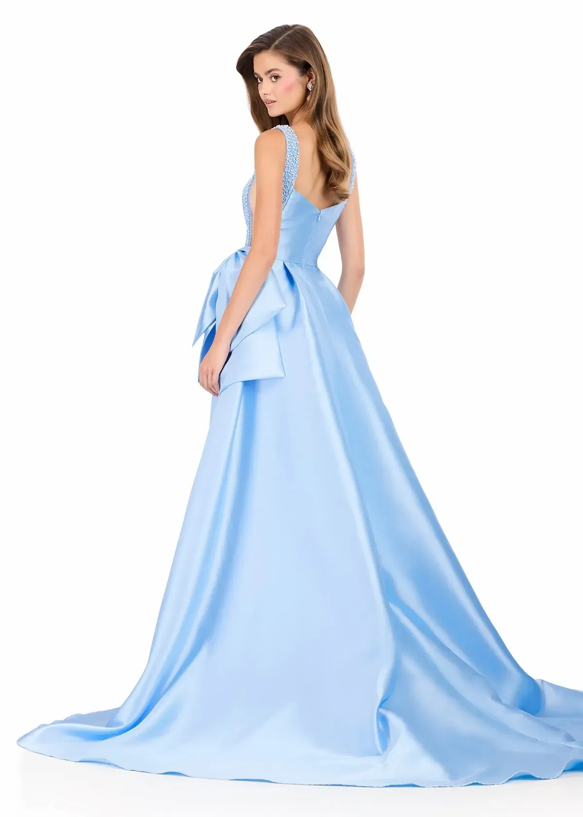 Glamorous Ball Gown Square Neck Beaded-Strapped Closed-Back Floor-Length Evening Dress