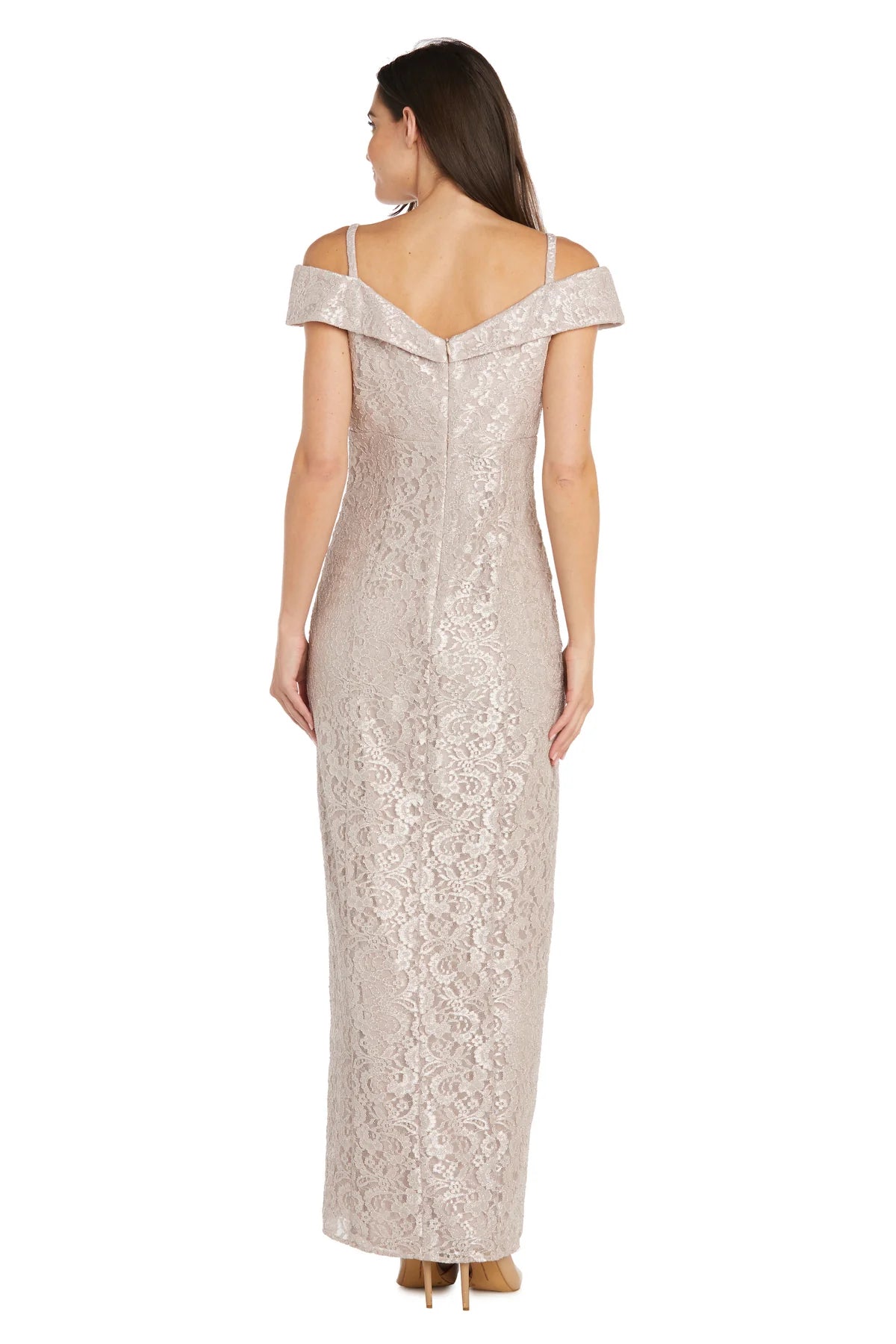 Glitter Lace Sheath Off-The-Shoulder Sweetheart Neck Sleeveless Floor Length Evening Dress