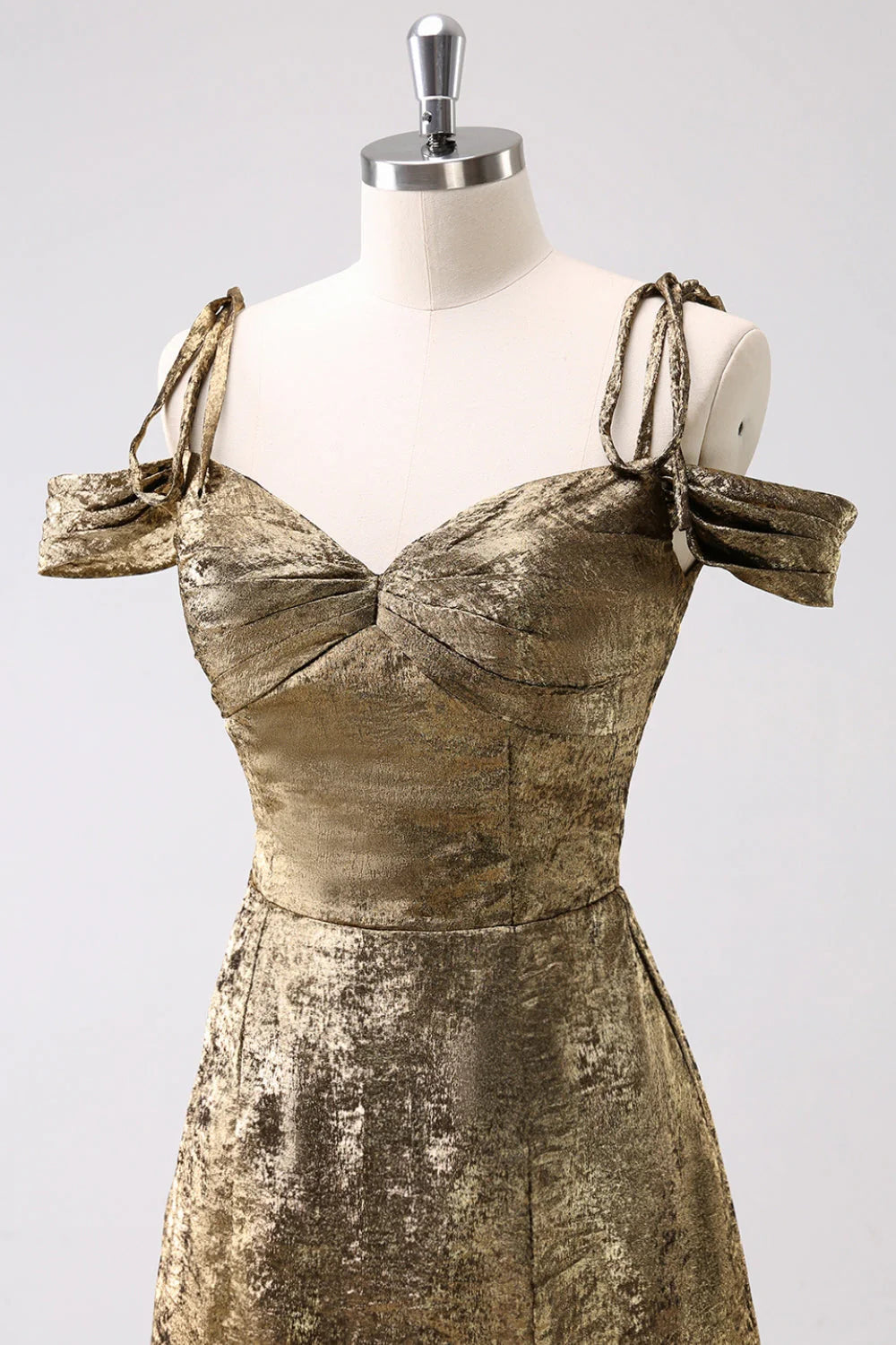 Golden A-Line Cold Shoulder Short Homecoming Dress