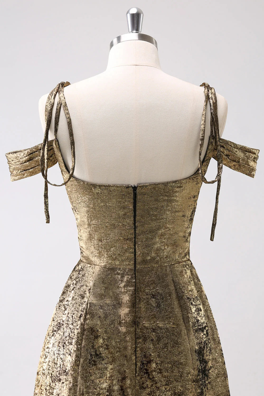 Golden A-Line Cold Shoulder Short Homecoming Dress