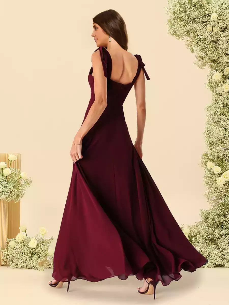Gorgeous A-line/princess style camisole and ground side slit with ruffled edges Bridesmaid Dresses