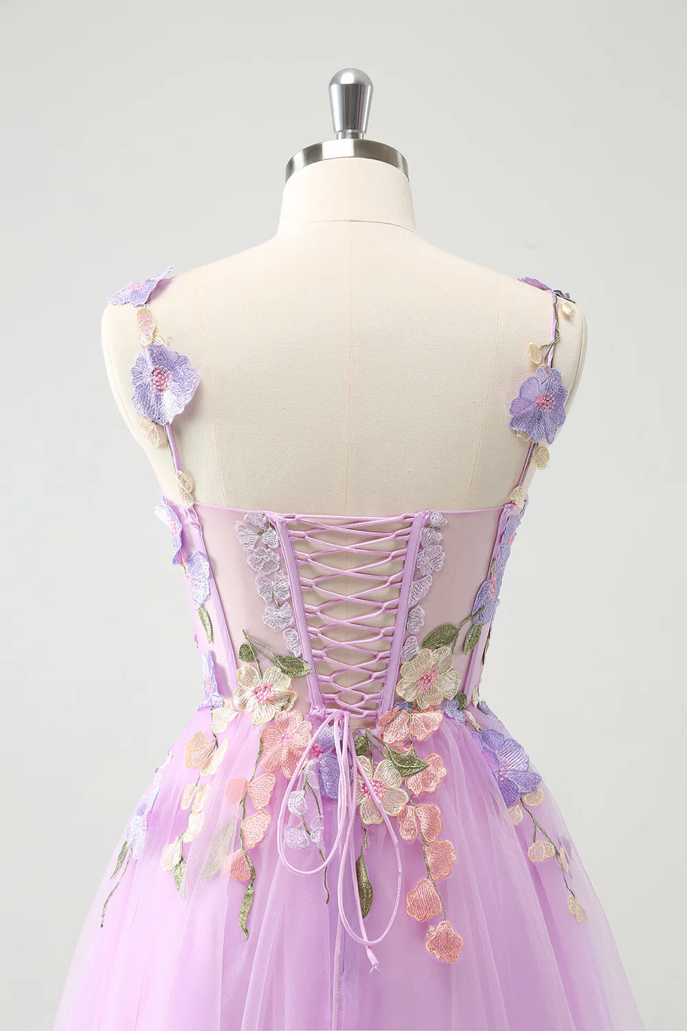 Gorgeous Purple A Line Spaghetti Straps Short Homecoming Dress with 3D Flowers