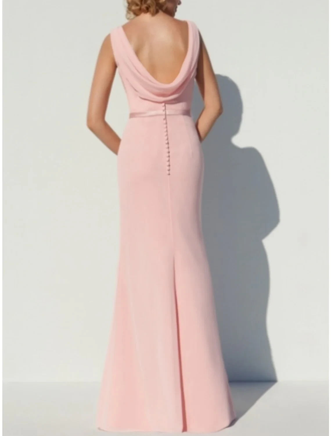 Graceful Chiffon Sheath One-Shoulder Sleeveless Draped Cowl Back Floor-Length Bridesmaid Dresses