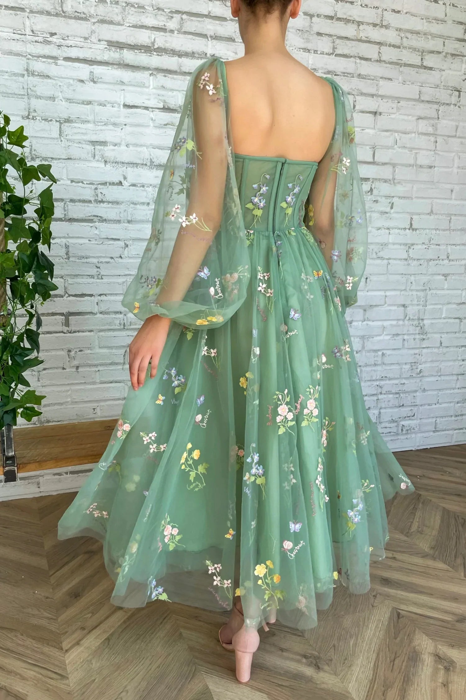 Green Tulle Lace Short Prom Dresses, A-Line Homecoming Dresses
