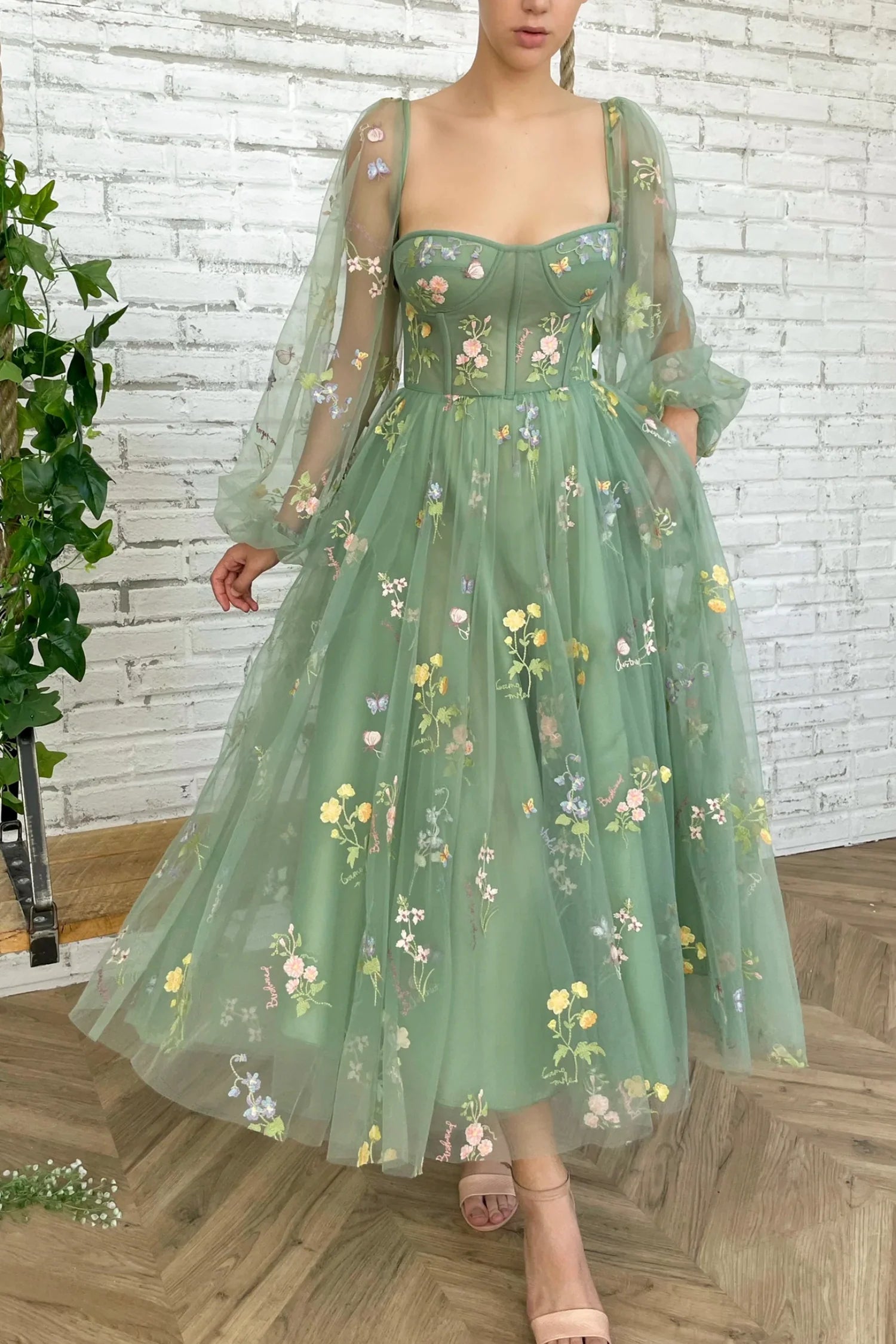 Green Tulle Lace Short Prom Dresses, A-Line Homecoming Dresses
