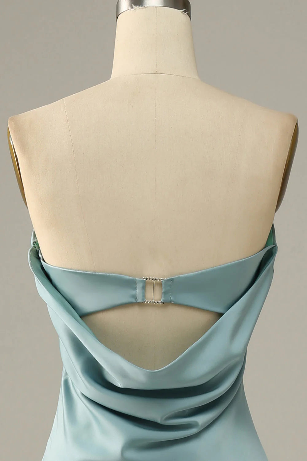 Grey Blue Satin Mermaid Full Of Charm Bridesmaid Dress