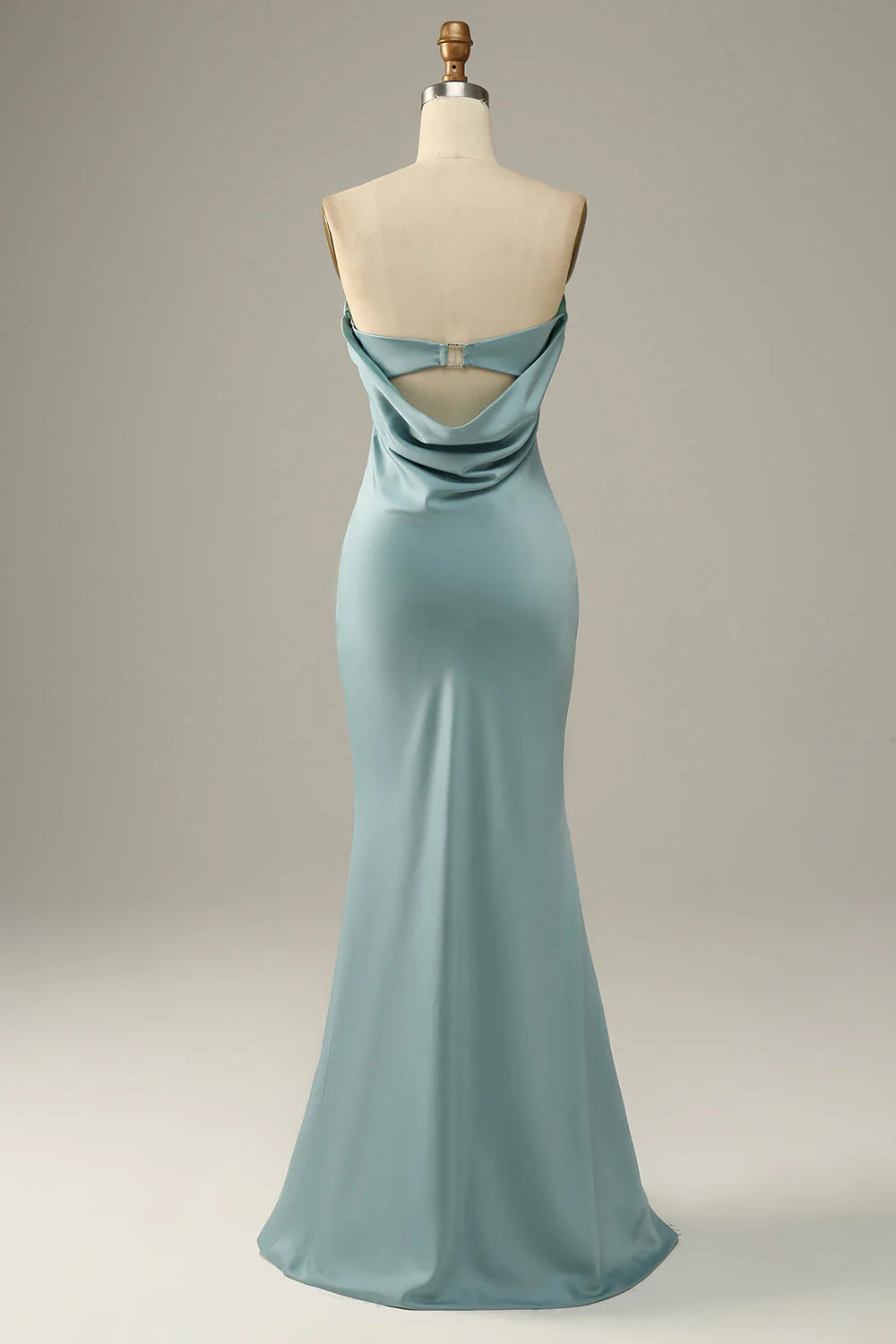 Grey Blue Satin Mermaid Full Of Charm Bridesmaid Dress