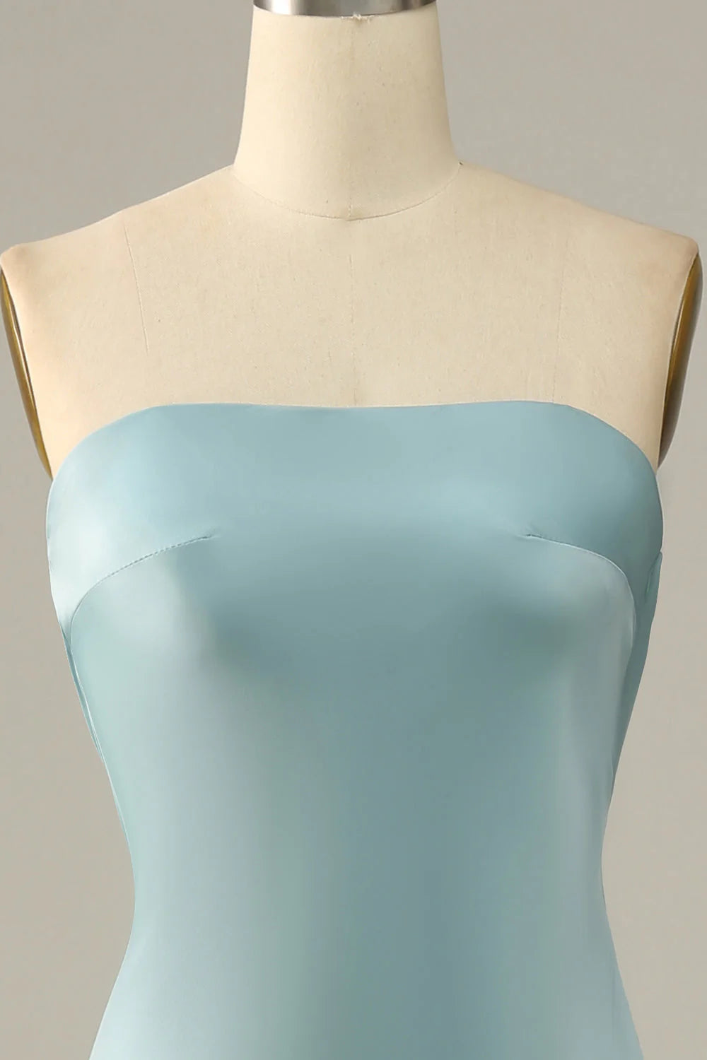 Grey Blue Satin Mermaid Full Of Charm Bridesmaid Dress