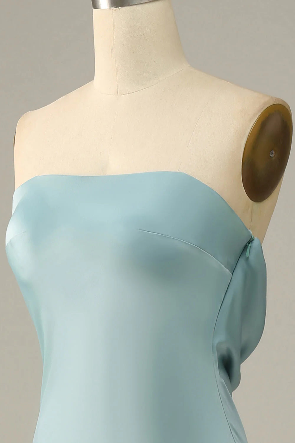 Grey Blue Satin Mermaid Full Of Charm Bridesmaid Dress