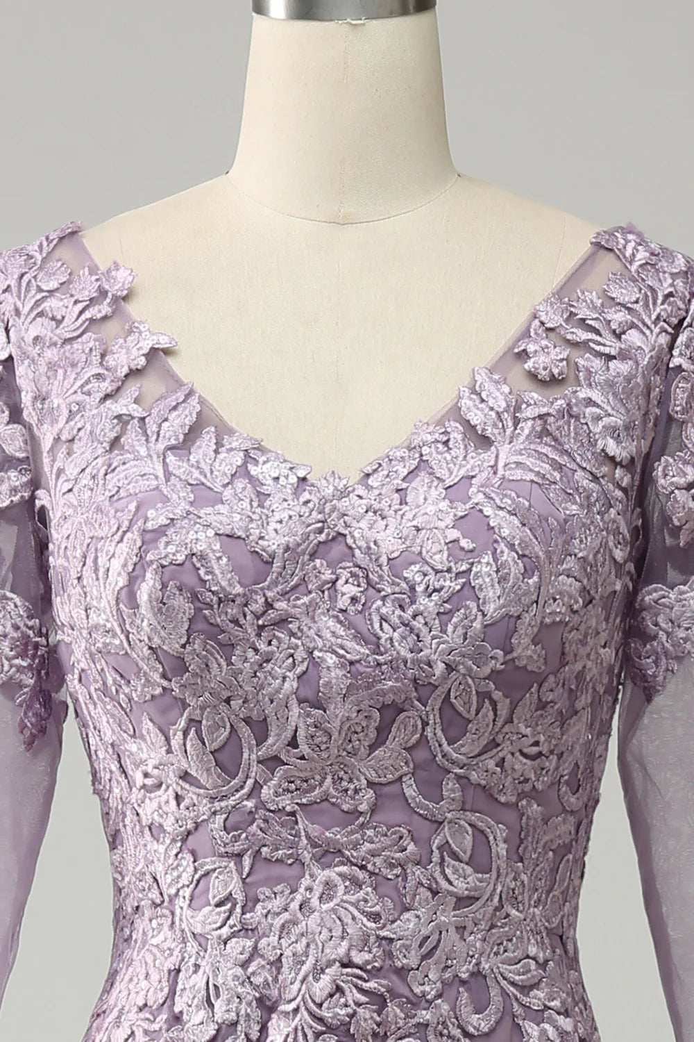 Grey Purple Chiffon Mother of the Bride Dress with Lace