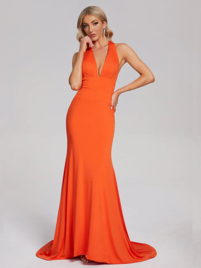 Halter V-neck Mermaid Spandex Unique Design Full Of Charm Party Dresses