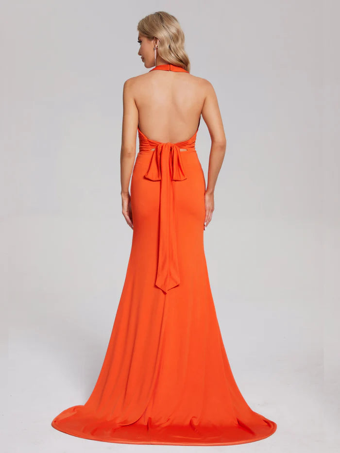 Halter V-neck Mermaid Spandex Unique Design Full Of Charm Party Dresses