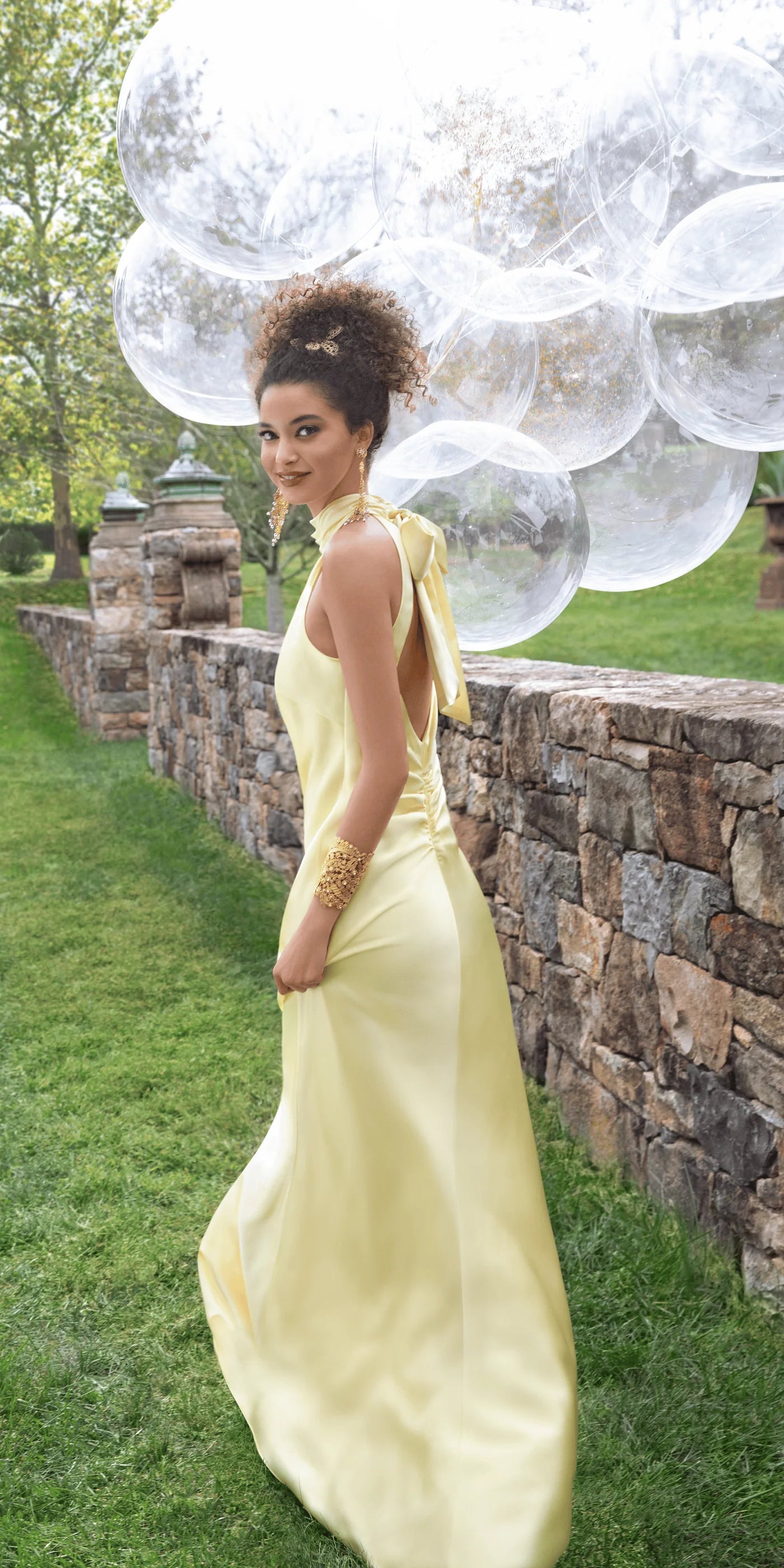 Halter Neck Satin Mermaid Evening Dresses with Back Bow Tie Detail and Open Back Design