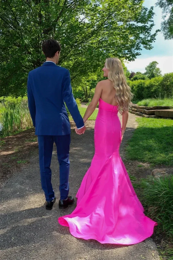 Hot Pink Strapless Sweetheart Mermaid with Cut-Out Evening Dresses