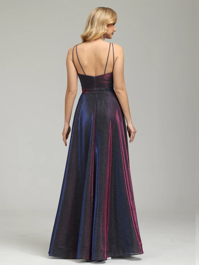 Iridescent V-neck Backless Unique Design Full Of Charm Party Dresses