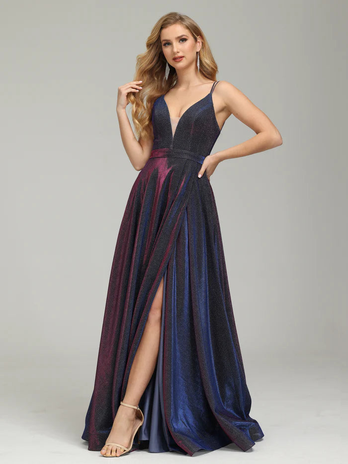Iridescent V-neck Backless Unique Design Full Of Charm Party Dresses