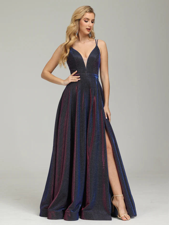 Iridescent V-neck Backless Unique Design Full Of Charm Party Dresses