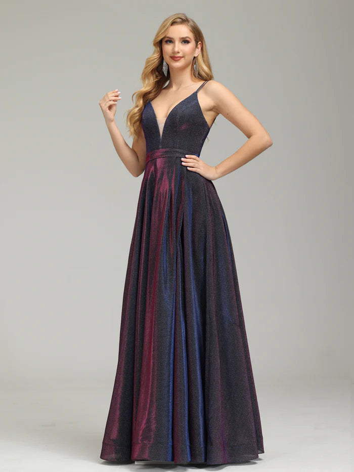 Iridescent V-neck Backless Unique Design Full Of Charm Party Dresses