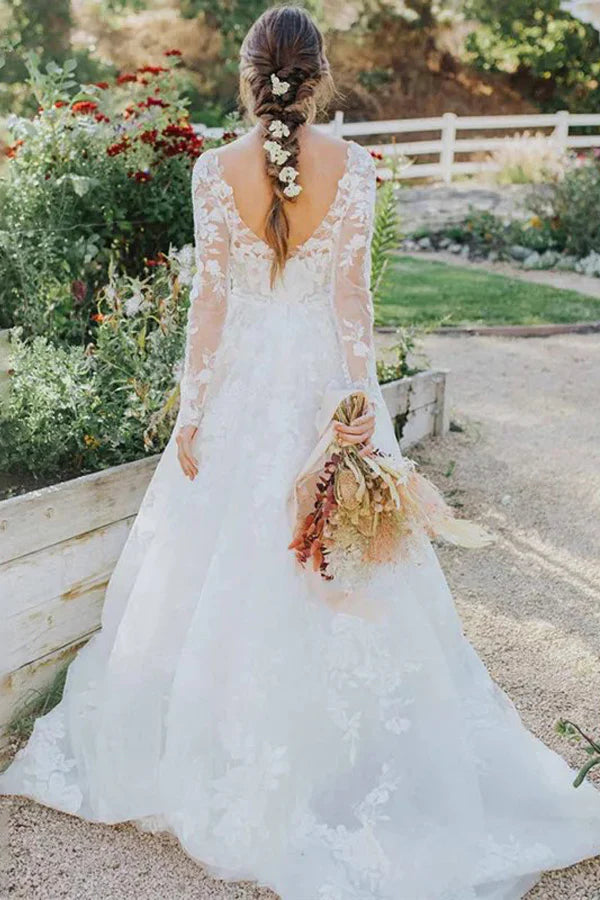 Ivory Lace Rustic Wedding Dresses Boho Wedding Dresses
