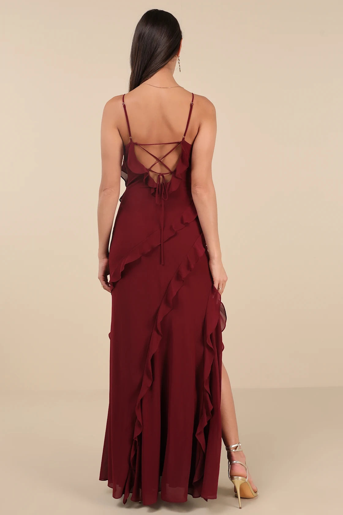 LANQI's gorgeous sleeveless tight corset A-line skirt with ruffled edges and lace up sleeveless Homecoming Dresses