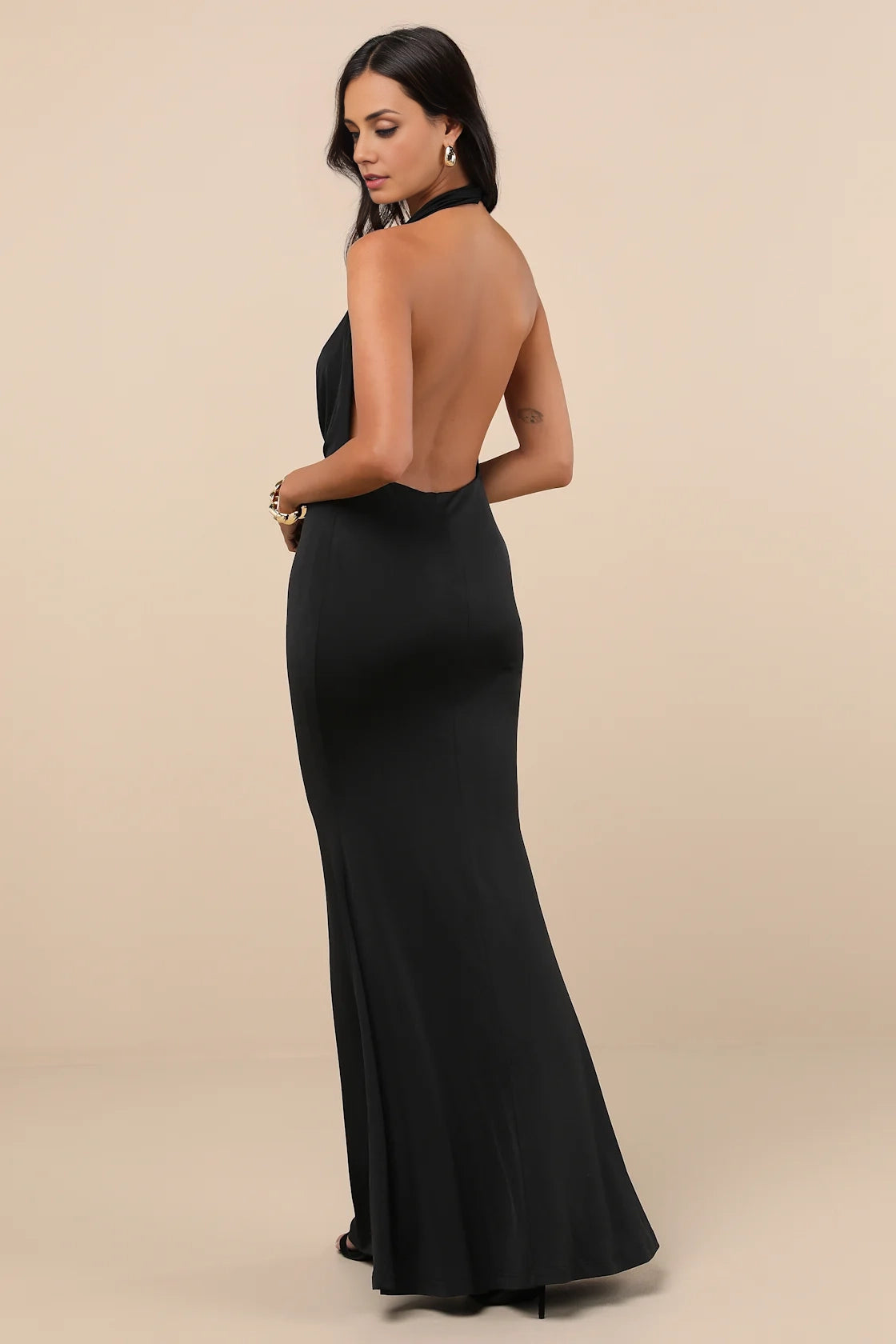 LANQI's stunning tight elastic knit pendant neckline, low cut pendant, Homecoming Dresses