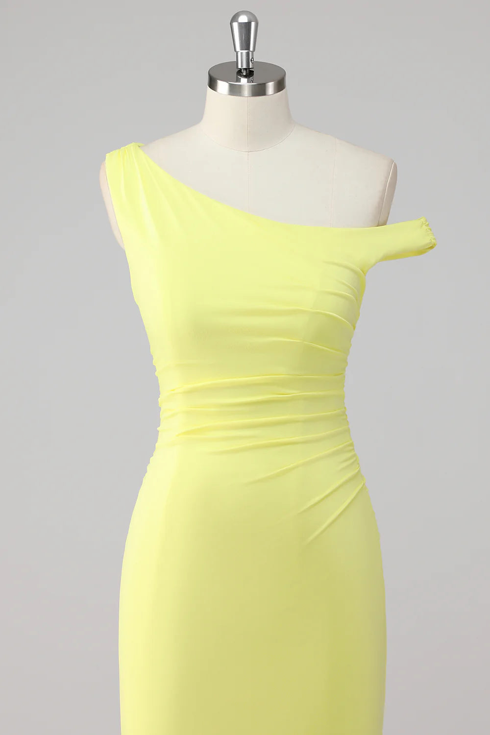 Lemon Mermaid Ruched Long Formal Dress
