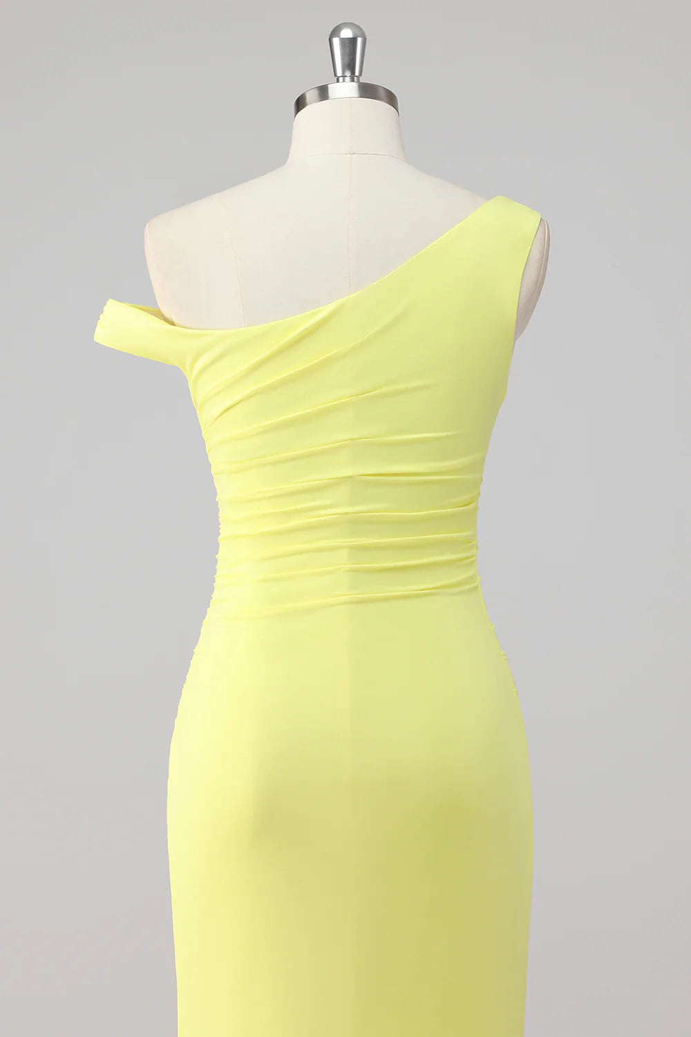 Lemon Mermaid Ruched Long Formal Dress