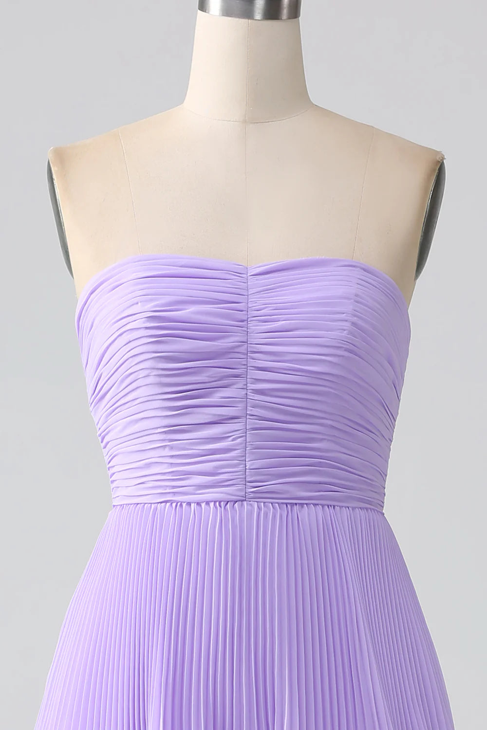 Lilac A-Line Sweetheart Tiered Chiffon Floor Length Dress