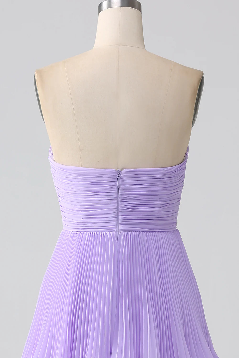 Lilac A-Line Sweetheart Tiered Chiffon Floor Length Dress