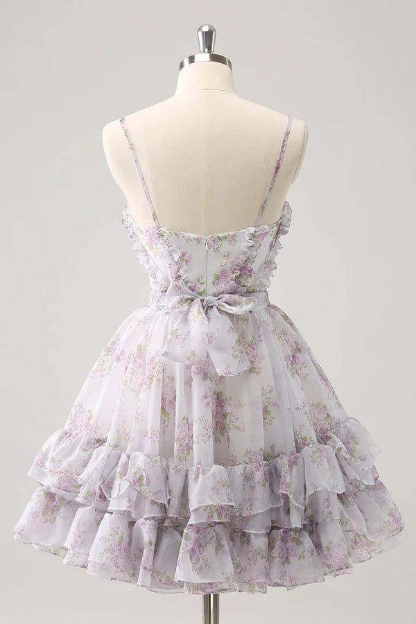 Lilac Homecoming Dress Floral Homecoming Dress With Hole