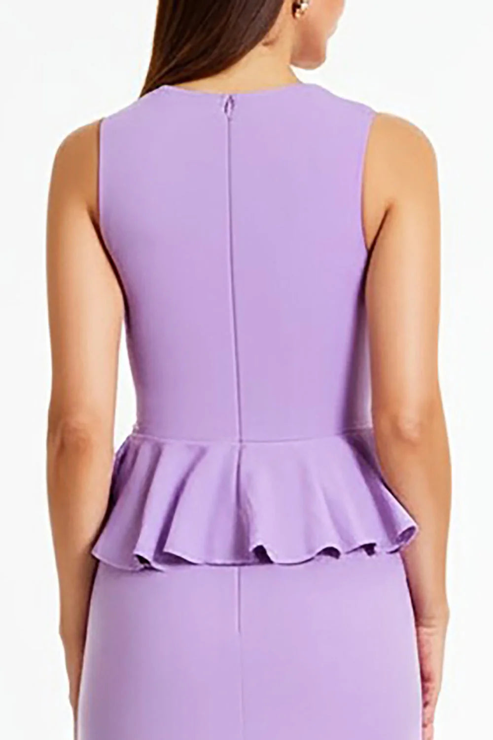 Lilac Sheath Long Sleeveless Formal Dress with Ruffles