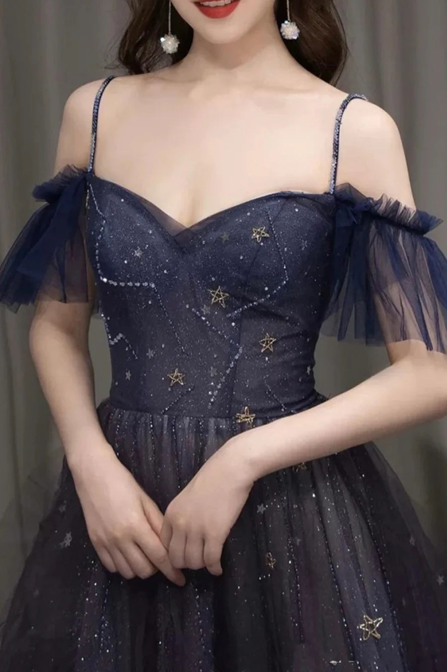 Lovely Spaghetti Strap Ombre Tulle Long Formal Evening Dress, A-Line Party Dress