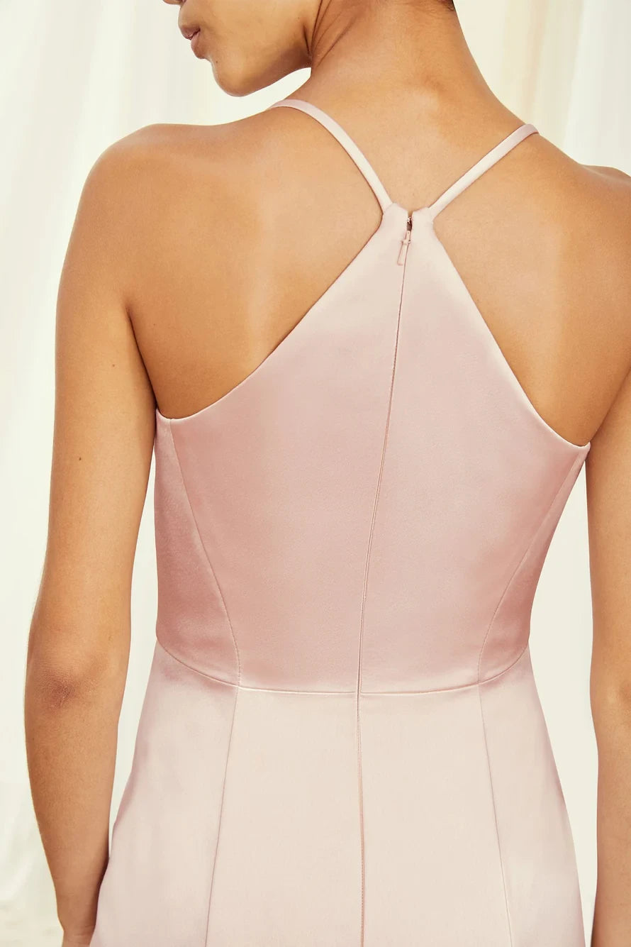 Luminous Satin Sheath Sweetheart Neckline Racerback Floor-Length Bridesmaid Dresses with Spaghetti Straps