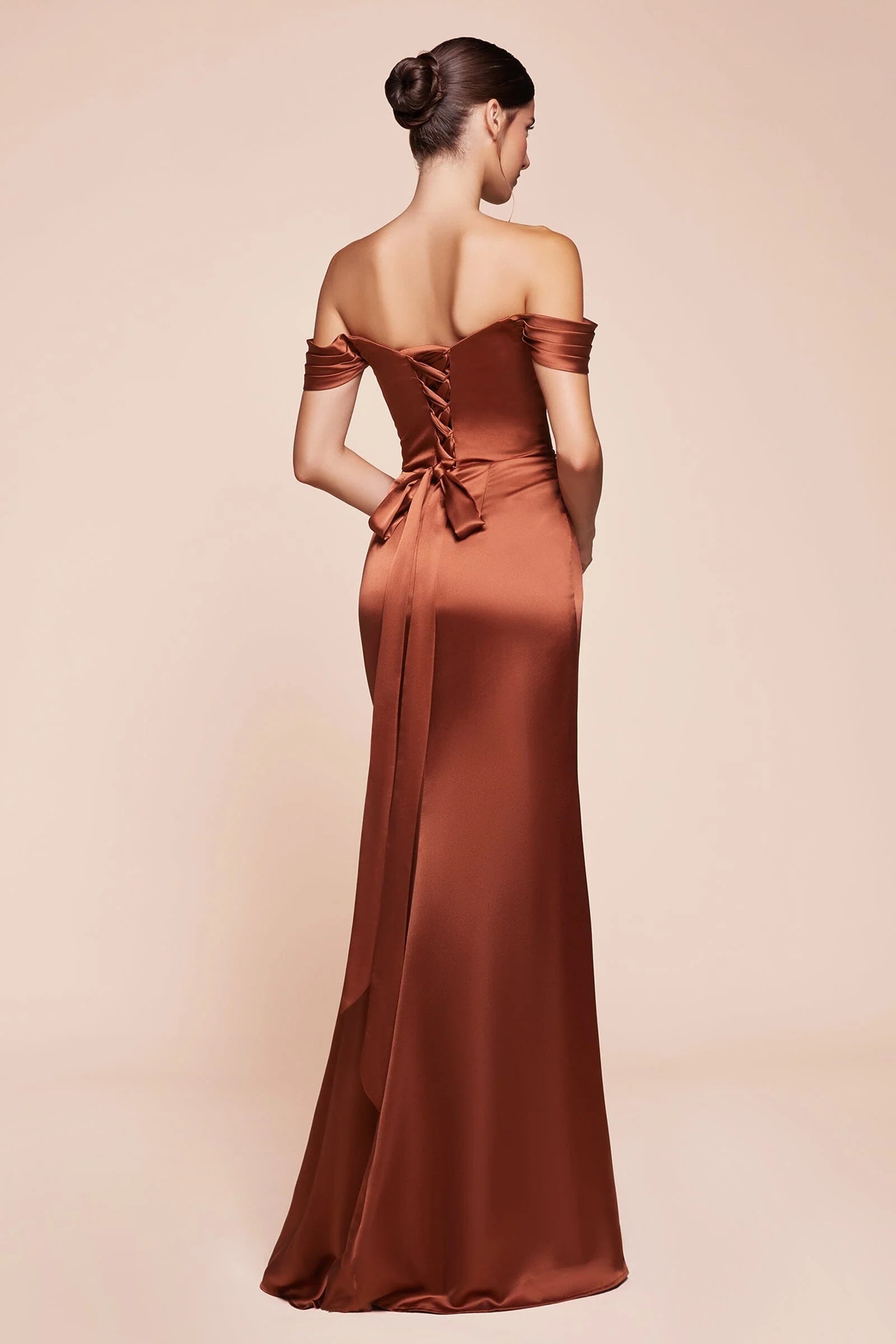 Lustrous Satin Mermaid Off The Shoulder High Slit Floor Length Prom Dress