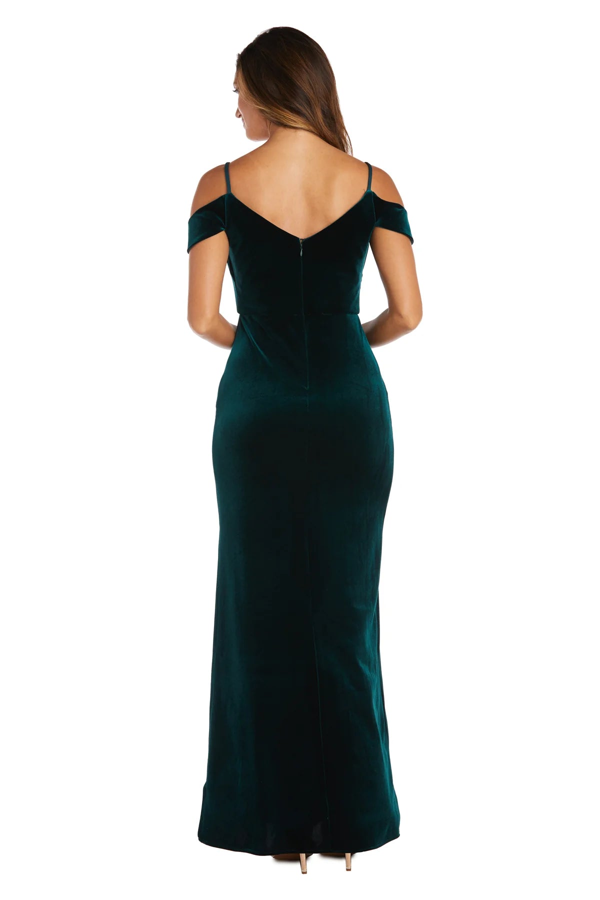 Luxurious Velvet Mermaid Off-The-Shoulder Sweetheart Cold-Shoulder V-Back Floor Length Evening Dress