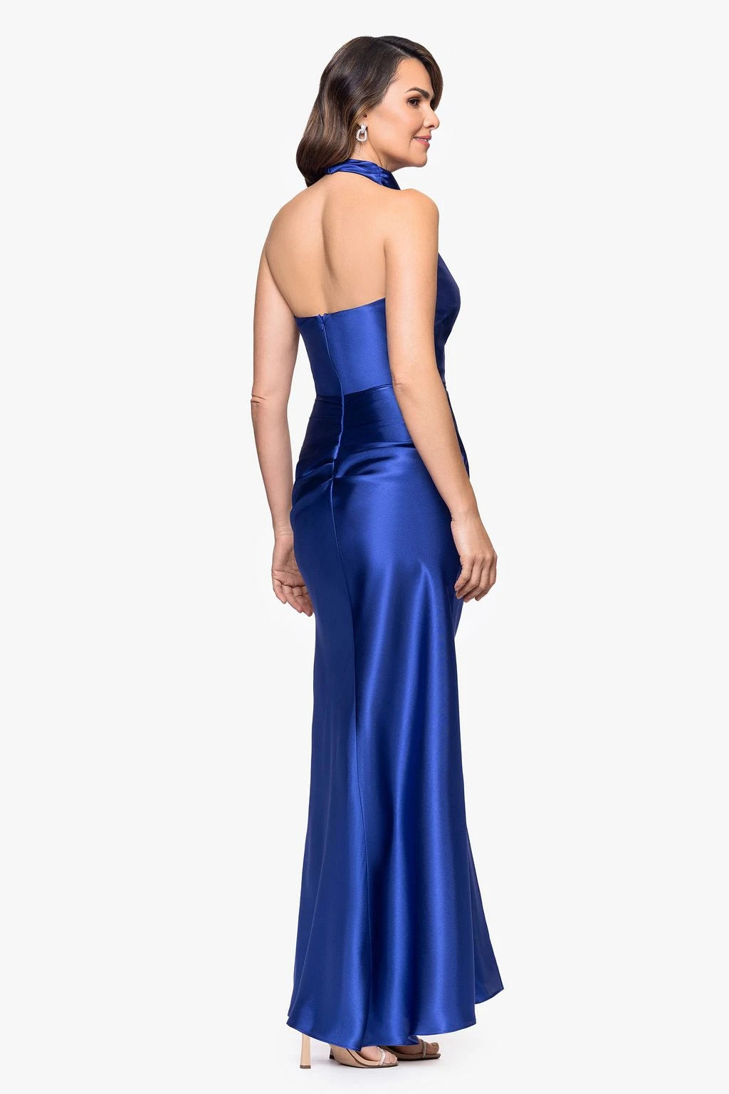 Luxurious Satin A-Line Halter Neck Sleeveless Open Back Floor-Length Mother of the Bride Dresses