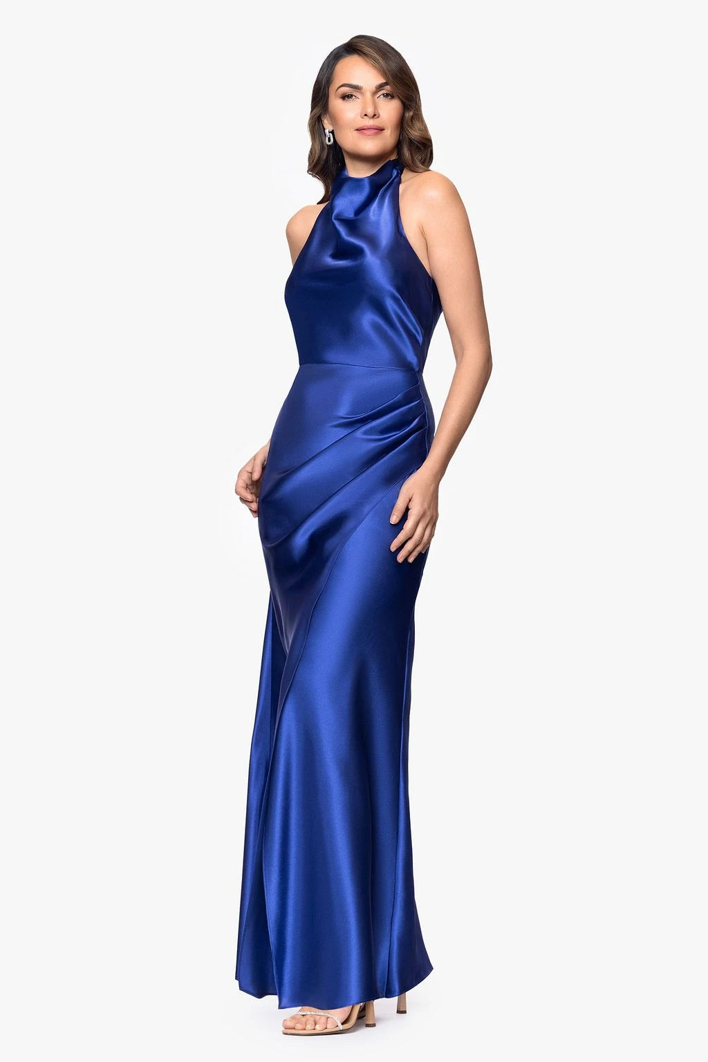 Luxurious Satin A-Line Halter Neck Sleeveless Open Back Floor-Length Mother of the Bride Dresses