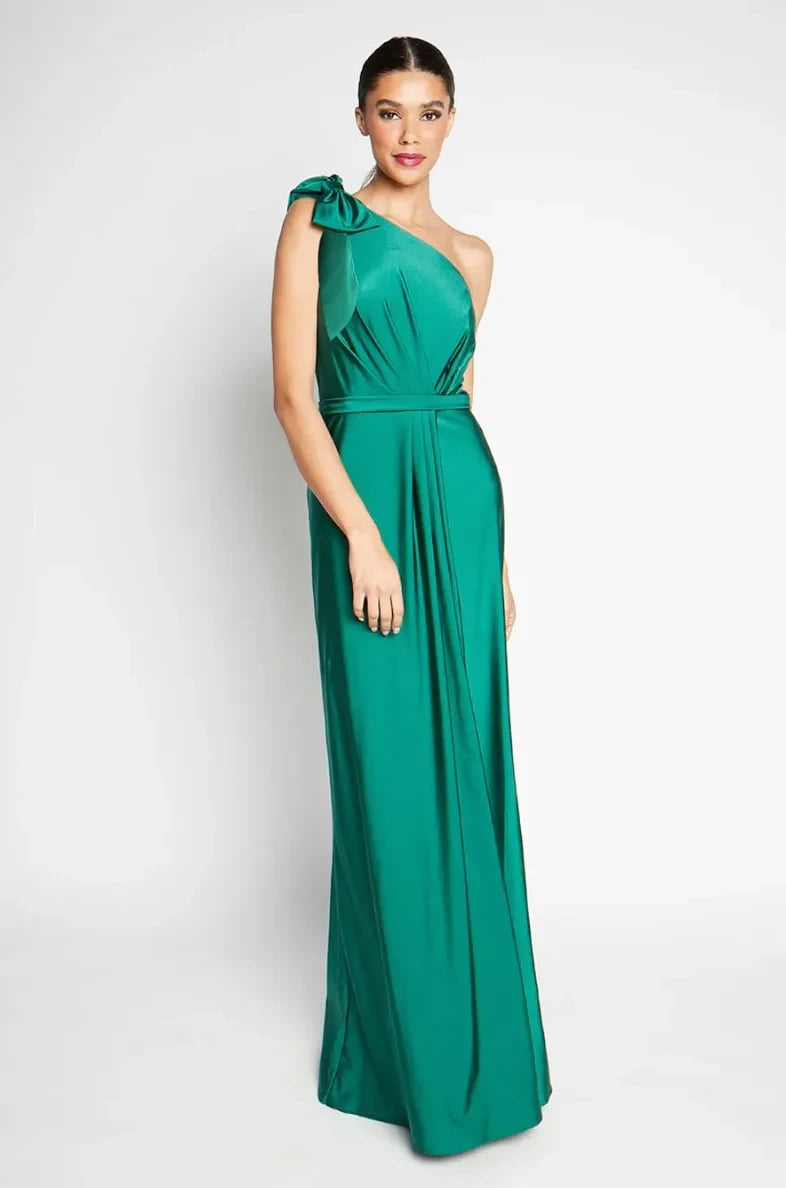 Luxurious Satin A-Line One-Shoulder Zipper Back Floor-Length Bridesmaid Dresses