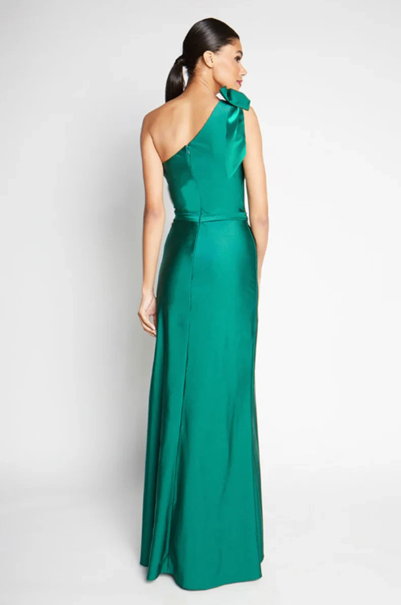 Luxurious Satin A-Line One-Shoulder Zipper Back Floor-Length Bridesmaid Dresses